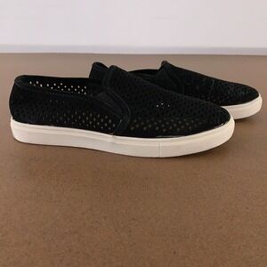 SM Women's Shoe Size 9 Black Perforated Casual Slip On Sneakers